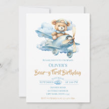 Oso Aviador Acuarela Cumpleaños Bear-y Primero