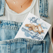 Oso Azul Baby Shower Niño Acuarela Teddy Nube