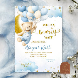Invitación Oso Azul y Niño Globo Dulce Shower
