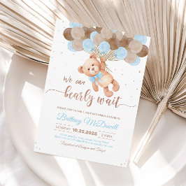 Invitación Oso Baby Shower de osito de peluche con globos