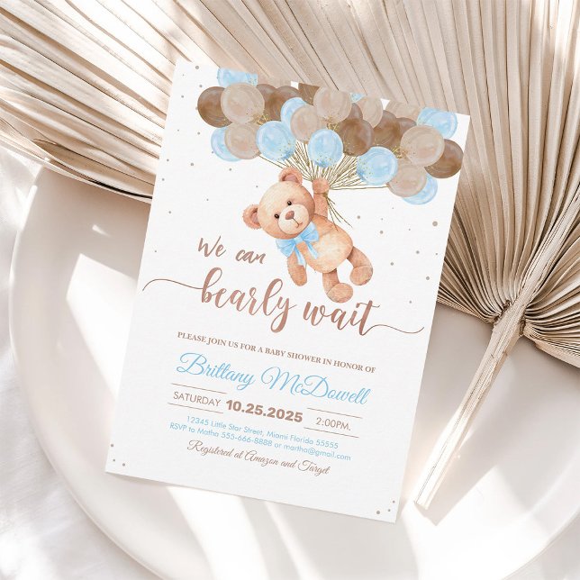 Invitación Oso Baby Shower de osito de peluche con globos (Subido por el creador)