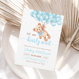 Invitación Oso Baby Shower de osito de peluche con globos