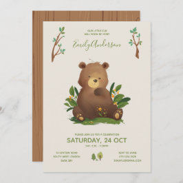 Invitación Oso ・ Baby Shower Rústico de animales silvestres