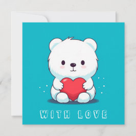 Invitación Oso blanco con corazón, personalizado