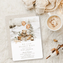 Oso Boho de Invierno Apenas Espera Fiesta de Bebé