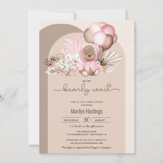 Invitación Oso Boho, Podemos Esperar A Baby Shower Rosa