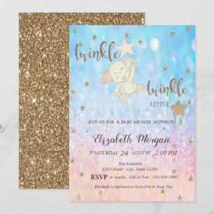 Invitación Oso Brillante Destello Estrellita Bokeh Fiesta de