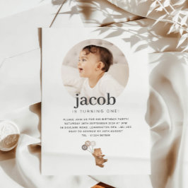 Invitación Oso con 3 globos marrones - Fotos Cumpleaños