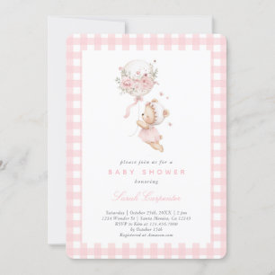 Invitación Oso con Chica de Baby Shower en globo