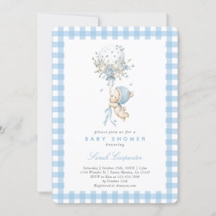 Invitación Oso con globo Baby Shower Niño