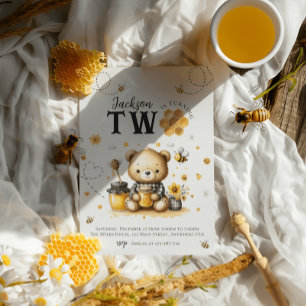 Invitación Oso Cumpleaños 2 años Abeja Fiesta de Cumpleaños