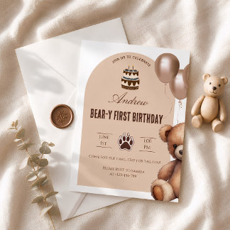 Invitación Oso Cumpleaños Tema Oso de Peluche Niño