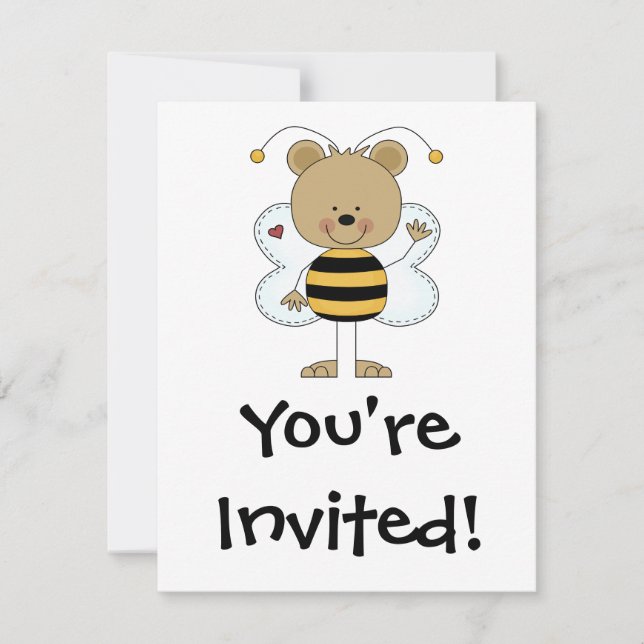 Invitación oso de abeja de burbujas lindo (Anverso)
