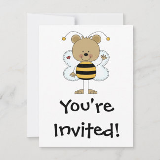 Invitación oso de abeja de burbujas lindo