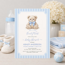 Oso de Baby Shower Teddy Bear Casi Espera & Rayas 