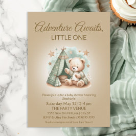 Invitación Oso de bebé neutro en cuanto a género espera la av