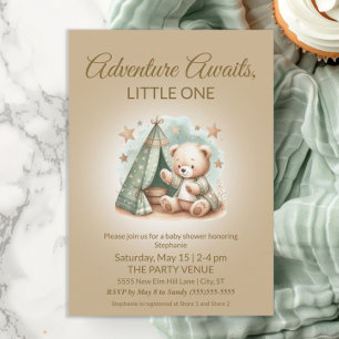 Invitación Oso de bebé neutro en cuanto a género espera la av