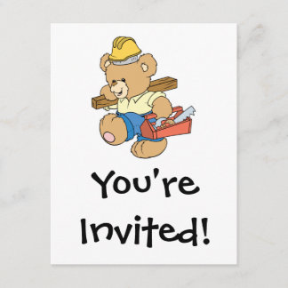 Invitación Oso De Carpintería De Construcción