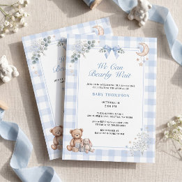 Invitación Oso de Cuadros Azules We Can Bearly Wait