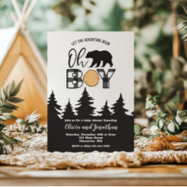 Invitación Oso de cuadros de búfalo, niño, baby shower