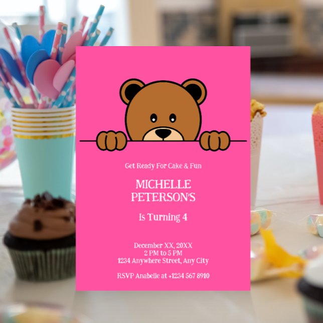 Invitación Oso de exploración suave | Personalizado simple en (Subido por el creador)