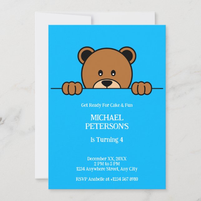 Invitación Oso de exploración suave | Personalizado simple so (Anverso)
