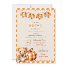 Oso de felpa de cuadros de otoño Calabaza Hojas