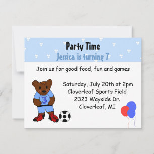 Invitación Oso de fútbol adorable