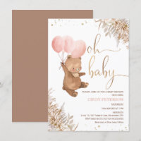 Oso De Grasa Boho Pampas Oh Baby Shower