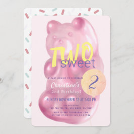 Invitación Oso de Gummy Rosa Cute Dos Dulces Chicas Segundo C