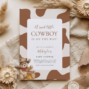 Invitación Oso de Impresión de Vaca Un Dulce Baño de Bebé Vaq