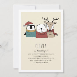 Invitación Oso de invierno. Onederland primer cumpleaños