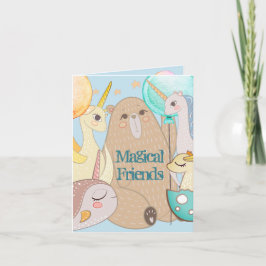 Invitación Oso de Invitación, Dragón, Unicornio, Amigos Mágic