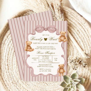 Invitación Oso de la espera Baby Shower Oso de peluche Clásic