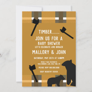 Invitación Oso de la Naturaleza y Leñador de Hacha Cae