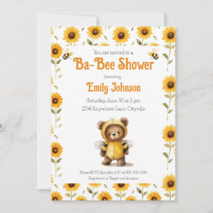Invitación Oso de miel lindo Ba-Bee ducha