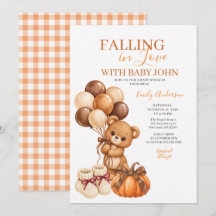 Oso de Otoño en Amor Fiesta de Bebé Calabaza