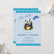 Oso de Panda Azul Cute Salvaje Un Primer Cumpleaño