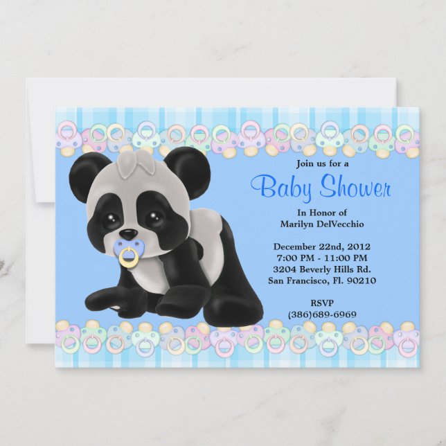 Invitación Oso de panda dulce LINDO del bebé de la felpa Baby (Anverso)