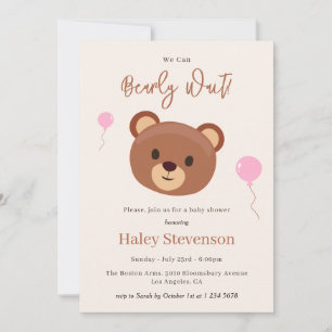 Invitación Oso de peluche Aguanta Teddy Bear Marrón Rosa Fies