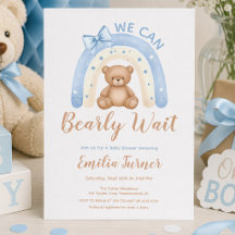 Oso de peluche azul arcoíris niño Baby Shower