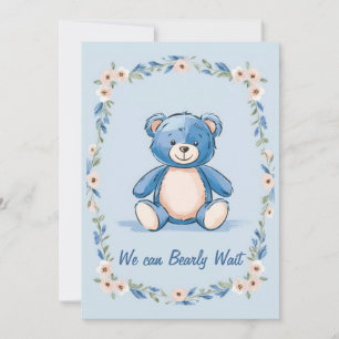 Invitación Oso de peluche azul minimalista