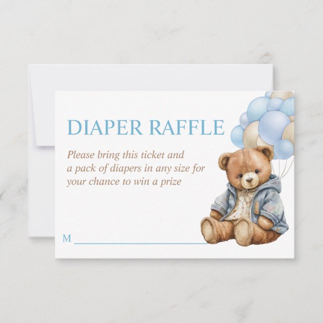 Invitación Oso de peluche baby shower oso apenas espera rifa  (Anverso)