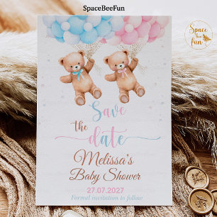 Invitación Oso de peluche Baby Shower Revelación de género Sa