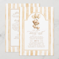 Oso de peluche beige rayas baby shower todo en uno