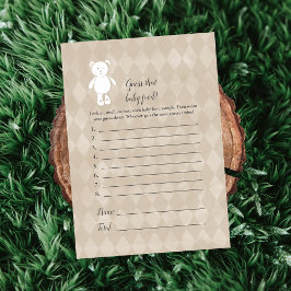 Invitación Oso de peluche blanco Adivina el juego de la ducha