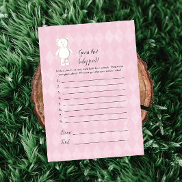 Invitación Oso de peluche blanco Adivina el juego de la ducha