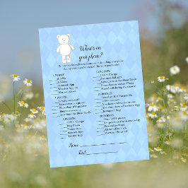 Invitación Oso de peluche blanco en el título del juego de la