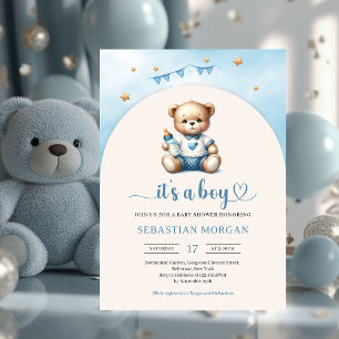 Invitación Oso de peluche con botellas arqueadas