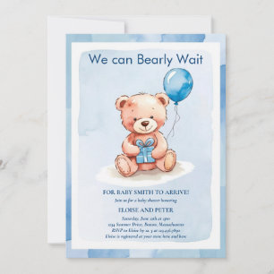 Invitación Oso de peluche con globo